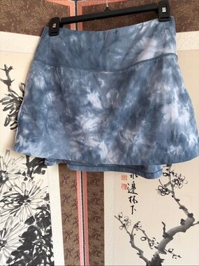 Women's Blue Tie-Dye Mini Skirt with Built-In Shorts